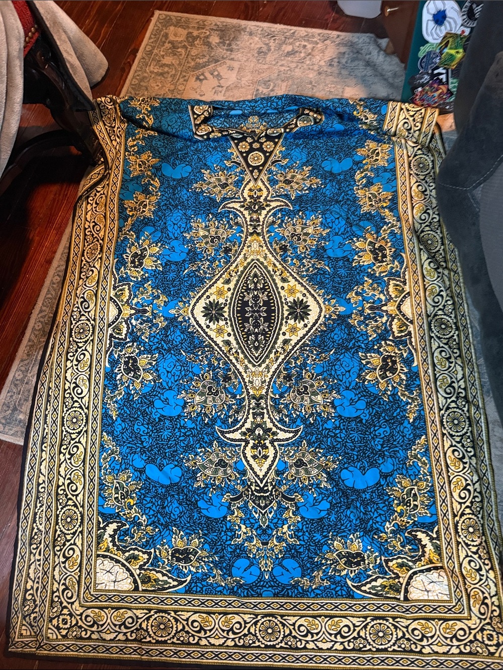 Blue and Gold Printed caftan